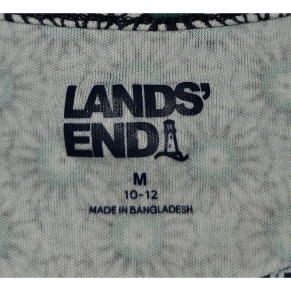 Lands End Green, Blue, White Geometric Print Tank Top Size M‎ 10-12 Sleeveless - Picture 6 of 7